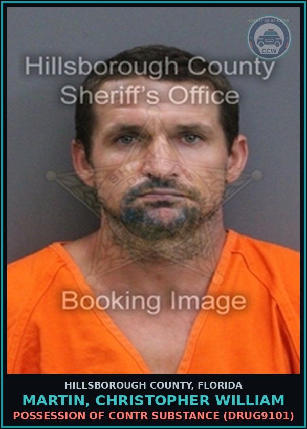 Booking mugshot of MARTIN, CHRISTOPHER WILLIAM in Hillsborough County