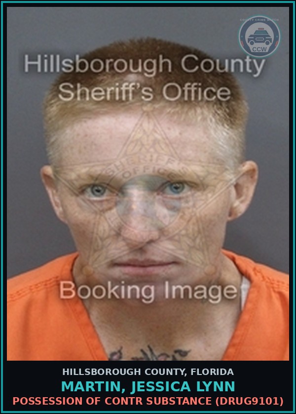 Booking mugshot of MARTIN, JESSICA LYNN in Hillsborough County