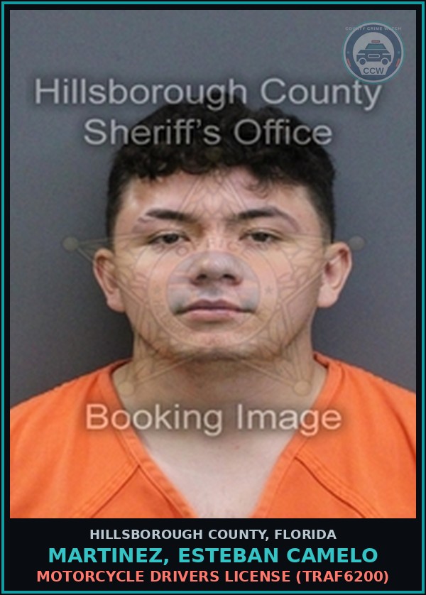 Booking mugshot of MARTINEZ, ESTEBAN CAMELO in Hillsborough County