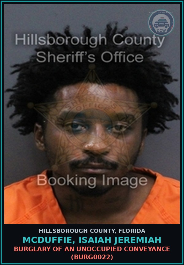 Booking mugshot of MCDUFFIE, ISAIAH JEREMIAH in Hillsborough County