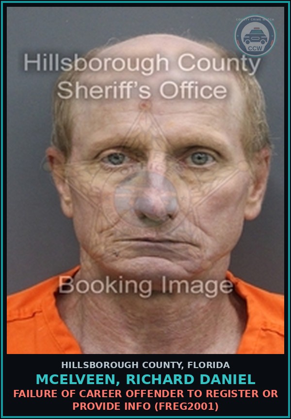 Booking mugshot of MCELVEEN, RICHARD DANIEL in Hillsborough County