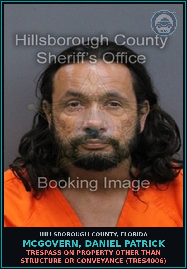 Booking mugshot of MCGOVERN, DANIEL PATRICK in Hillsborough County