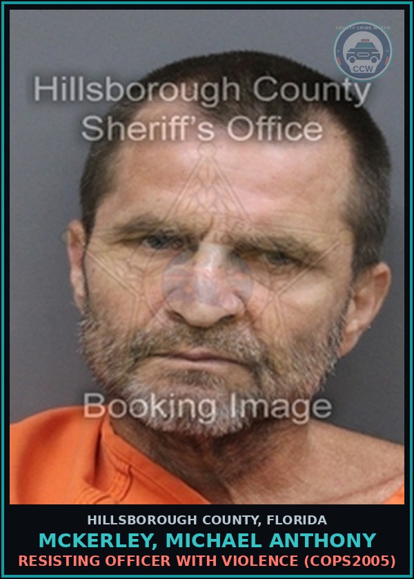 Booking mugshot of MCKERLEY, MICHAEL ANTHONY in Hillsborough County