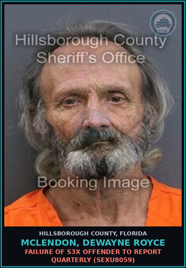 Booking mugshot of MCLENDON, DEWAYNE ROYCE in Hillsborough County