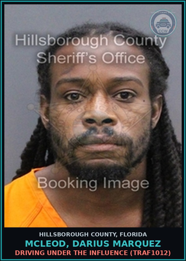 Booking mugshot of MCLEOD, DARIUS MARQUEZ in Hillsborough County