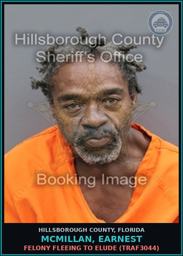 Booking mugshot of MCMILLAN, EARNEST in Hillsborough County