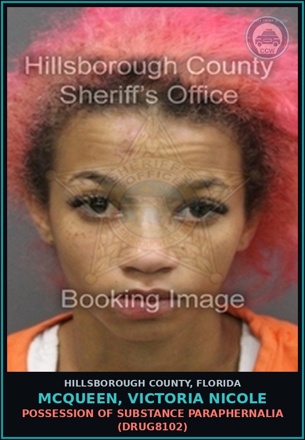 Booking mugshot of MCQUEEN, VICTORIA NICOLE in Hillsborough County