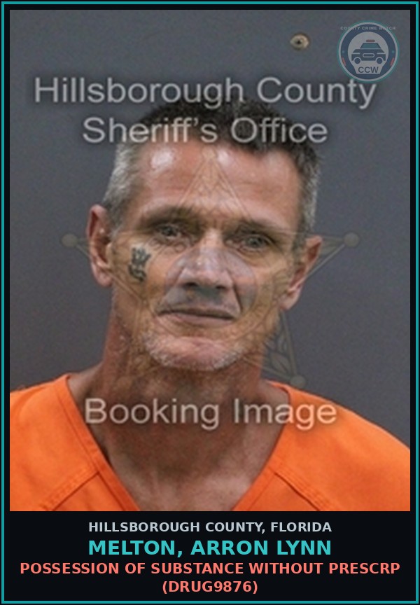 Booking mugshot of MELTON, ARRON LYNN in Hillsborough County