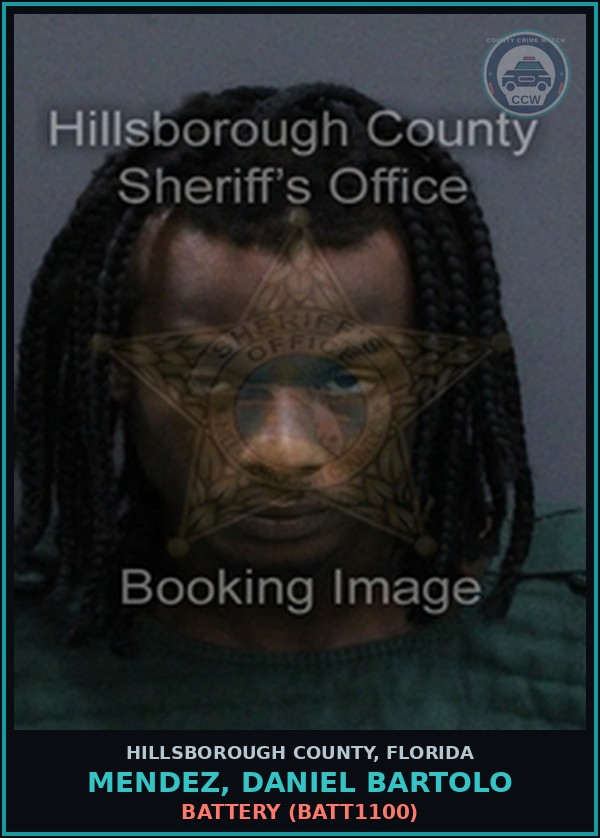 Booking mugshot of MENDEZ, DANIEL BARTOLO in Hillsborough County
