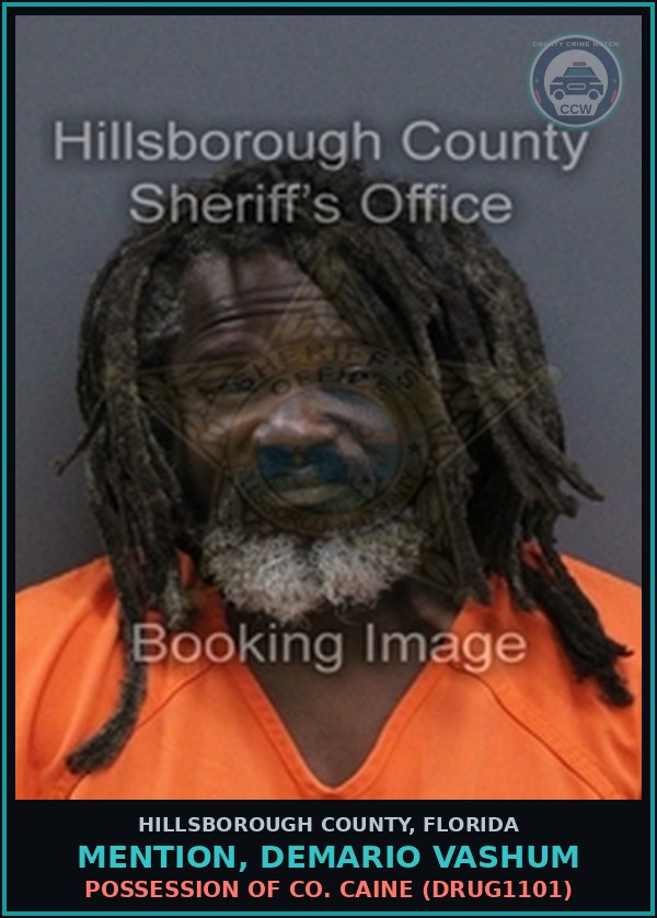 Booking mugshot of MENTION, DEMARIO VASHUM in Hillsborough County
