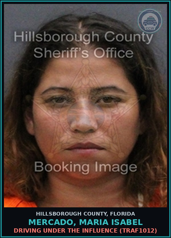 Booking mugshot of MERCADO, MARIA ISABEL in Hillsborough County