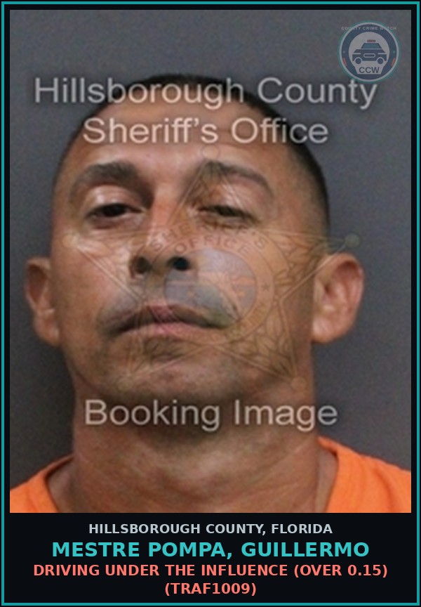 Booking mugshot of MESTRE POMPA, GUILLERMO in Hillsborough County