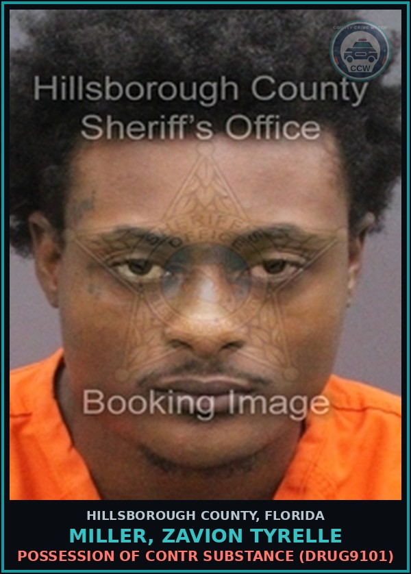 Booking mugshot of MILLER, ZAVION TYRELLE in Hillsborough County