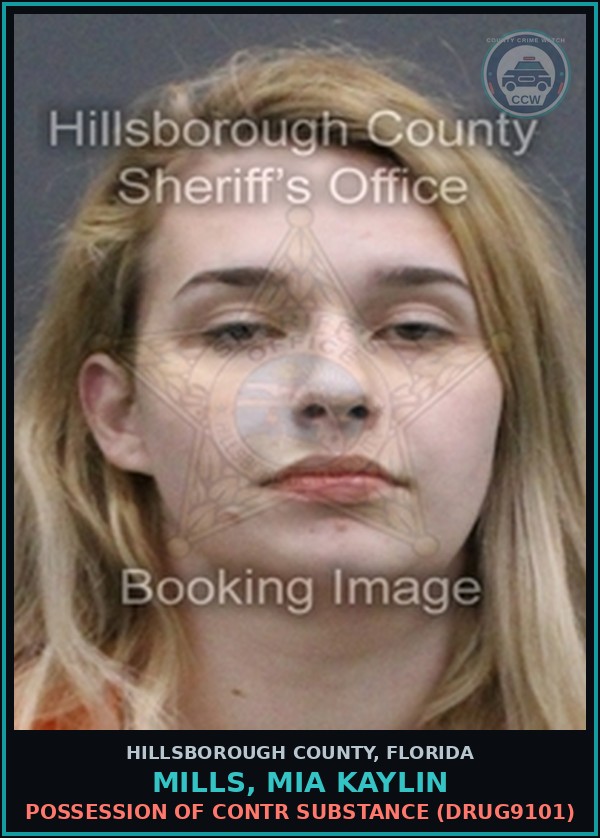 Booking mugshot of MILLS, MIA KAYLIN in Hillsborough County