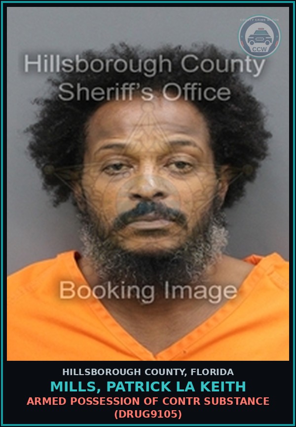 Booking mugshot of MILLS, PATRICK LA KEITH in Hillsborough County