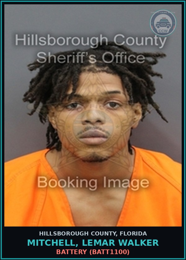 Booking mugshot of MITCHELL, LEMAR WALKER in Hillsborough County