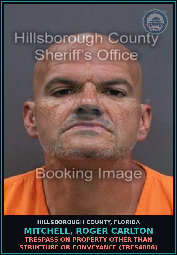 Booking mugshot of MITCHELL, ROGER CARLTON in Hillsborough County