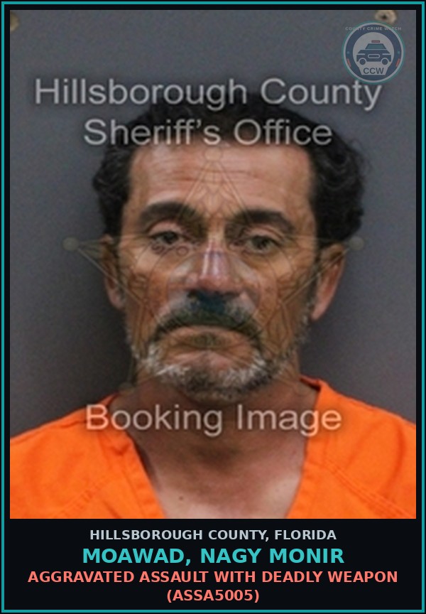 Booking mugshot of MOAWAD, NAGY MONIR in Hillsborough County