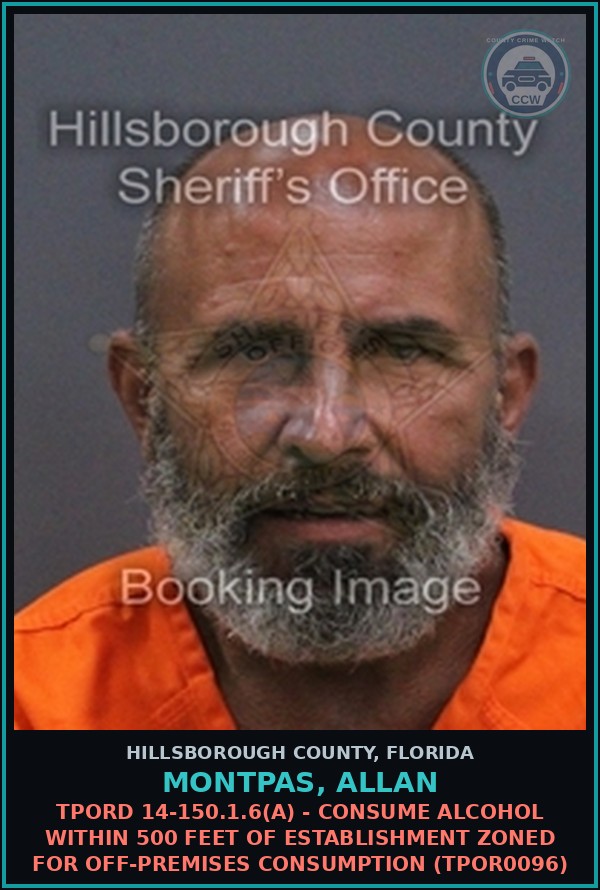 Booking mugshot of MONTPAS, ALLAN in Hillsborough County