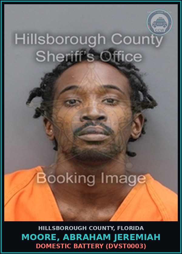 Booking mugshot of MOORE, ABRAHAM JEREMIAH in Hillsborough County