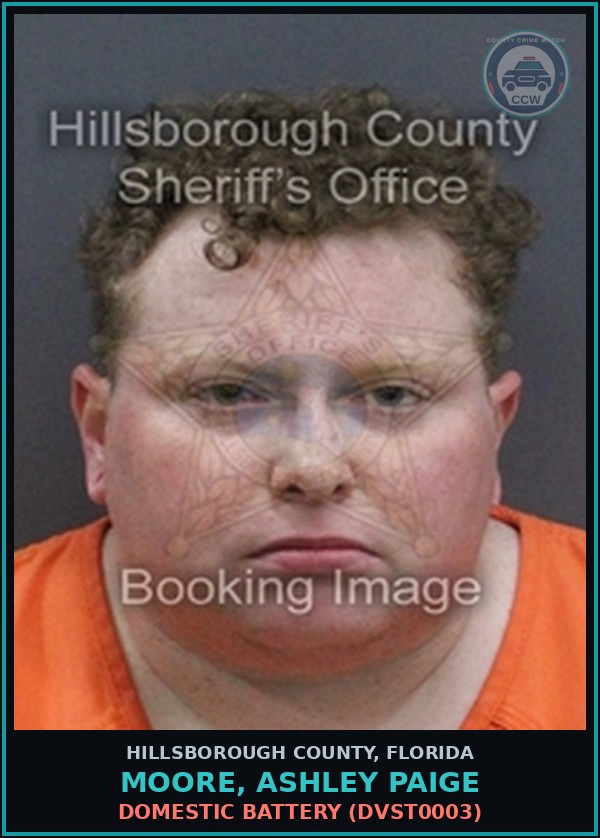 Booking mugshot of MOORE, ASHLEY PAIGE in Hillsborough County