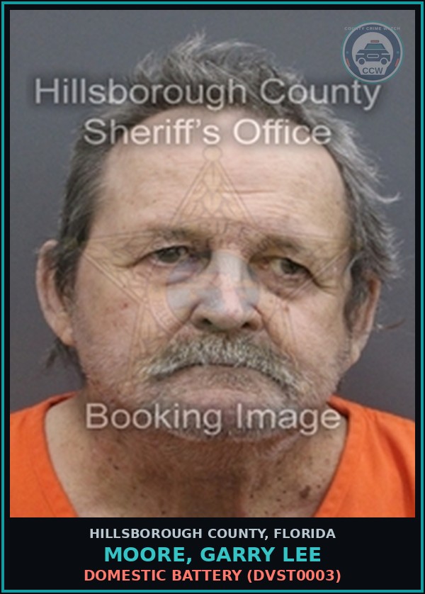 Booking mugshot of MOORE, GARRY LEE in Hillsborough County