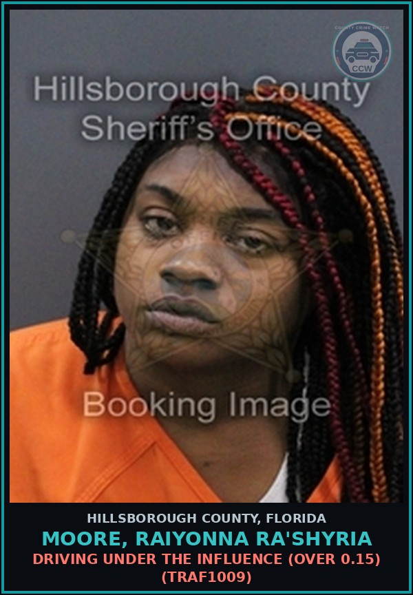 Booking mugshot of MOORE, RAIYONNA RA'SHYRIA in Hillsborough County