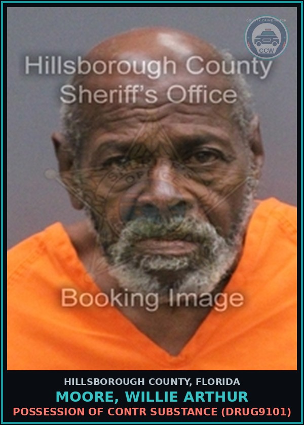 Booking mugshot of MOORE, WILLIE ARTHUR in Hillsborough County