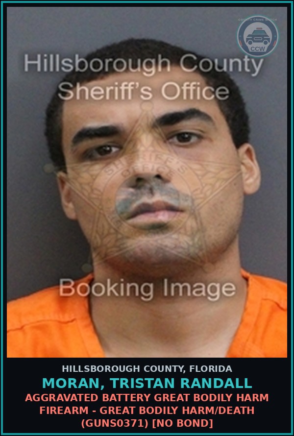 Booking mugshot of MORAN, TRISTAN RANDALL in Hillsborough County
