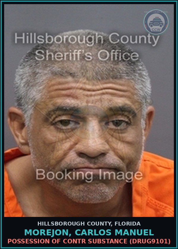Booking mugshot of MOREJON, CARLOS MANUEL in Hillsborough County