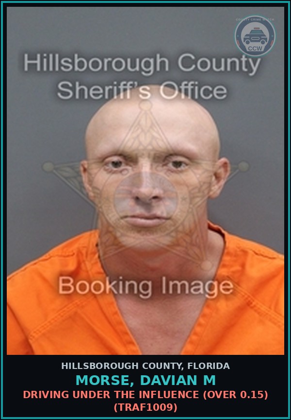 Booking mugshot of MORSE, DAVIAN M in Hillsborough County