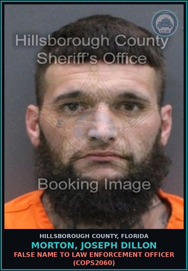 Booking mugshot of MORTON, JOSEPH DILLON in Hillsborough County