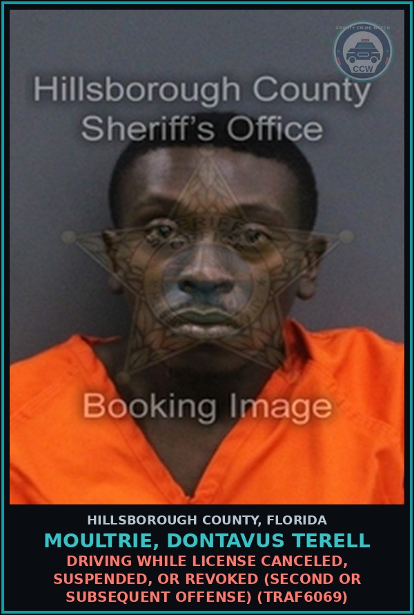 Booking mugshot of MOULTRIE, DONTAVUS TERELL in Hillsborough County