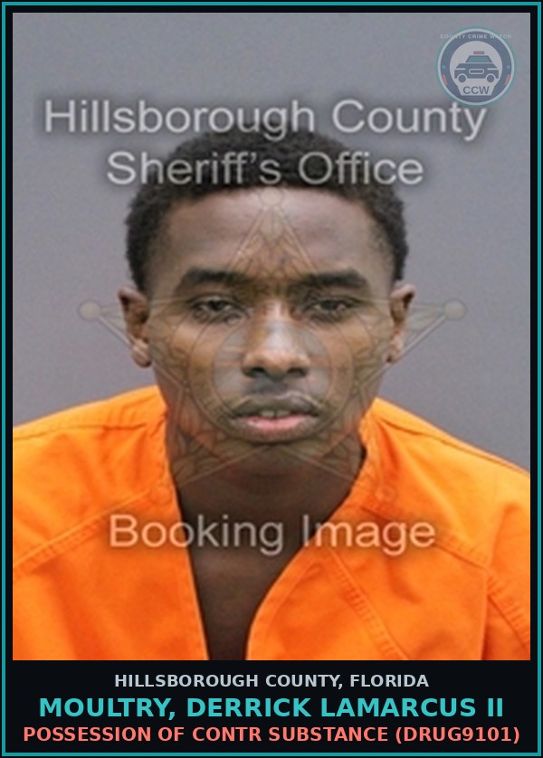 Booking mugshot of MOULTRY, DERRICK LAMARCUS II in Hillsborough County