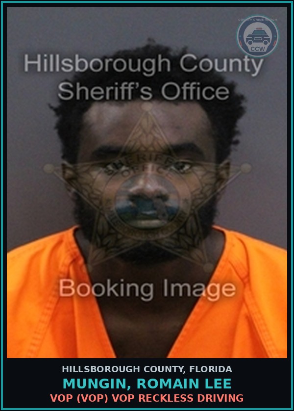Booking mugshot of MUNGIN, ROMAIN LEE in Hillsborough County