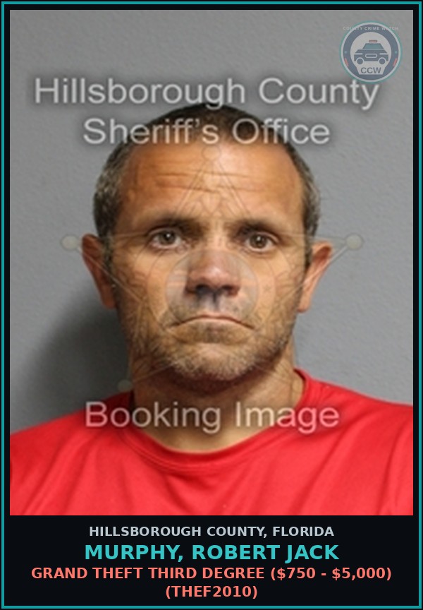 Booking mugshot of MURPHY, ROBERT JACK in Hillsborough County