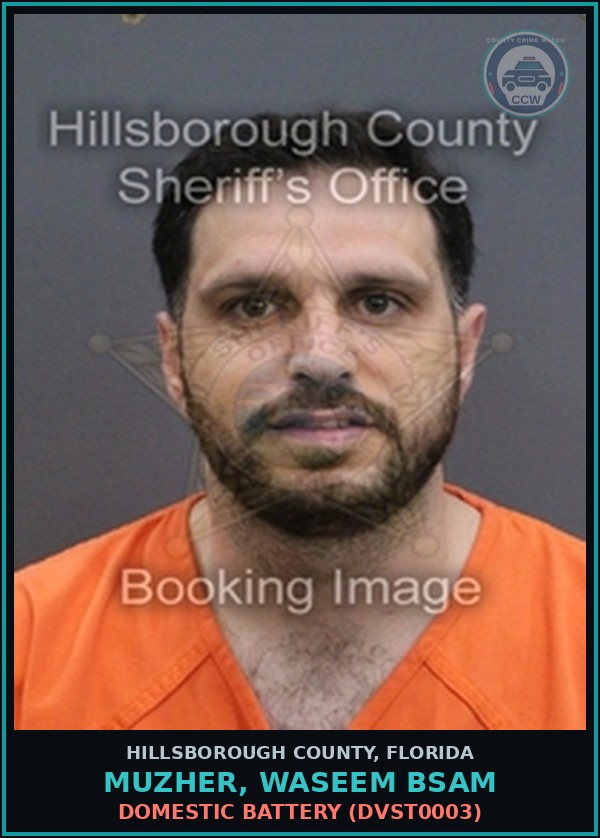 Booking mugshot of MUZHER, WASEEM BSAM in Hillsborough County