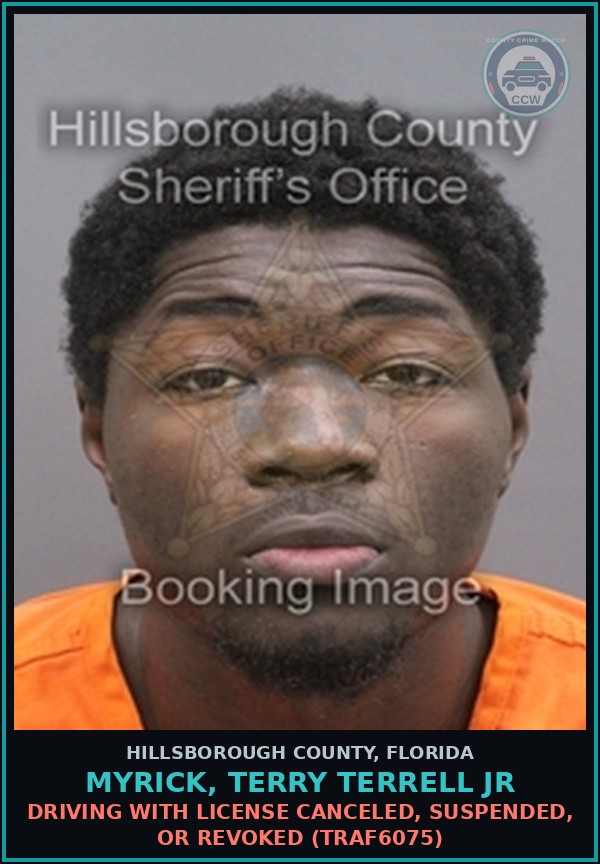 Booking mugshot of MYRICK, TERRY TERRELL JR in Hillsborough County