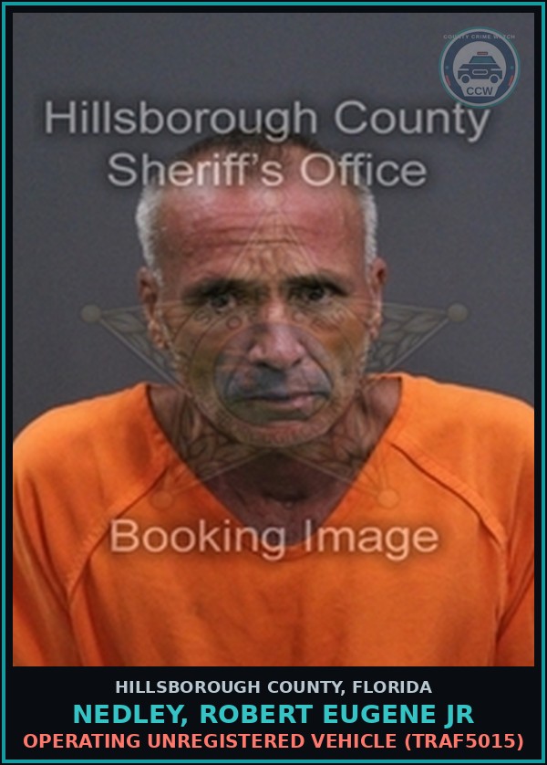 Booking mugshot of NEDLEY, ROBERT EUGENE JR in Hillsborough County