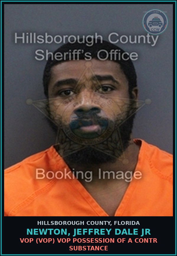 Booking mugshot of NEWTON, JEFFREY DALE JR in Hillsborough County