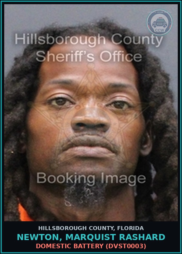 Booking mugshot of NEWTON, MARQUIST RASHARD in Hillsborough County