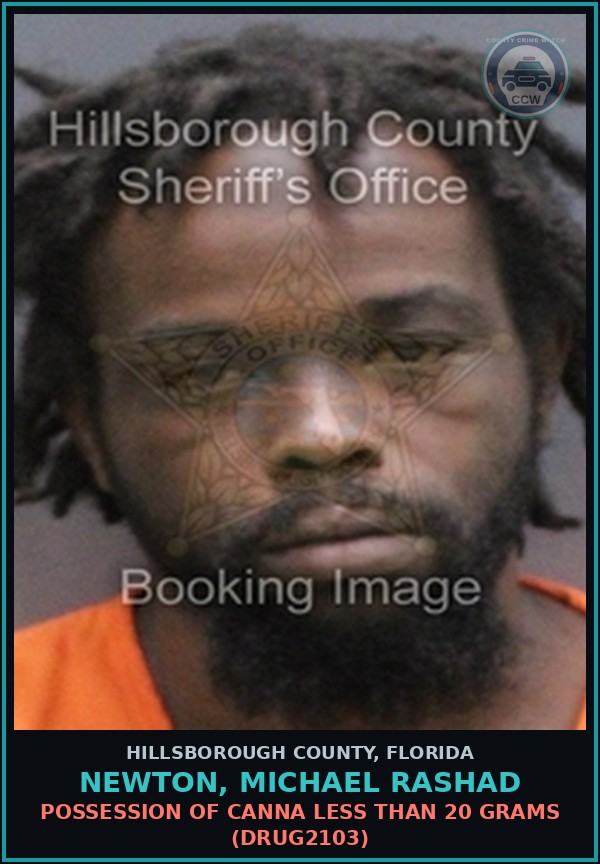 Booking mugshot of NEWTON, MICHAEL RASHAD in Hillsborough County