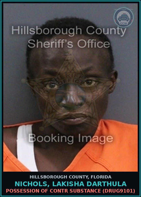 Booking mugshot of NICHOLS, LAKISHA DARTHULA in Hillsborough County