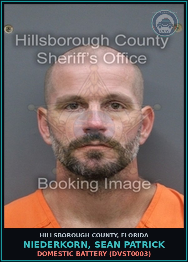 Booking mugshot of NIEDERKORN, SEAN PATRICK in Hillsborough County