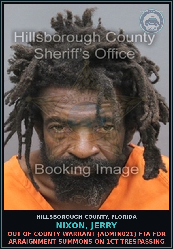 Booking mugshot of NIXON, JERRY in Hillsborough County