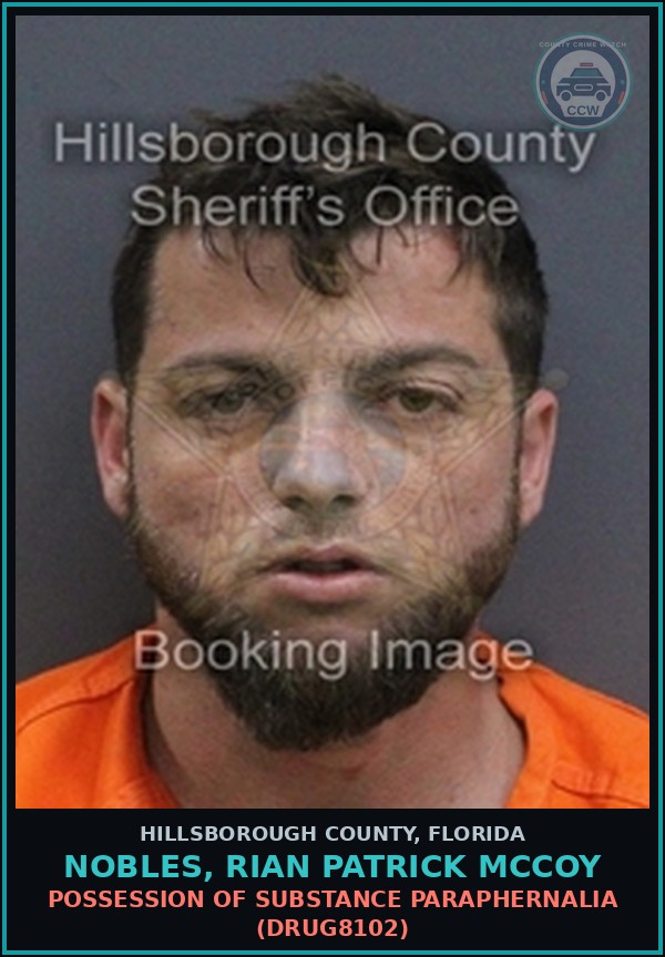 Booking mugshot of NOBLES, RIAN PATRICK MCCOY in Hillsborough County