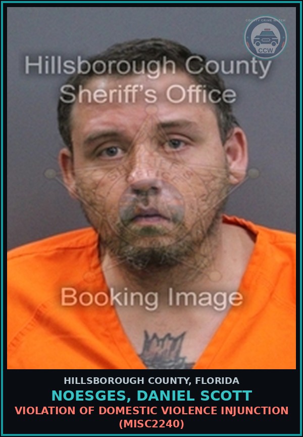 Booking mugshot of NOESGES, DANIEL SCOTT in Hillsborough County