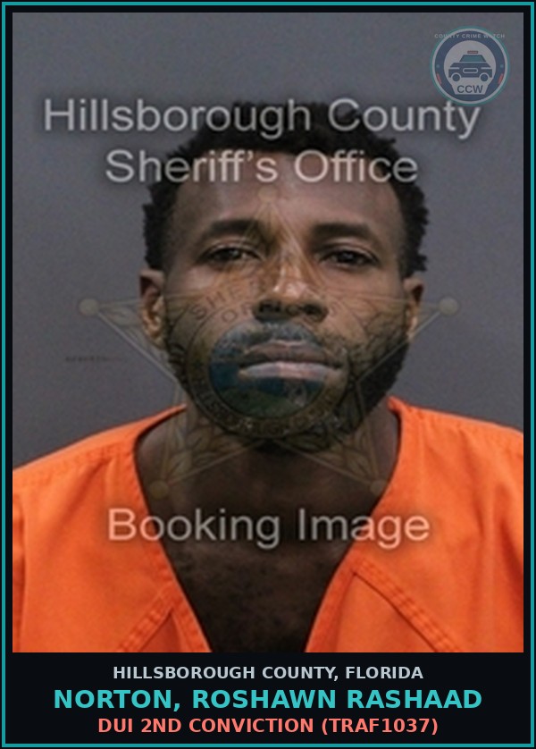 Booking mugshot of NORTON, ROSHAWN RASHAAD in Hillsborough County