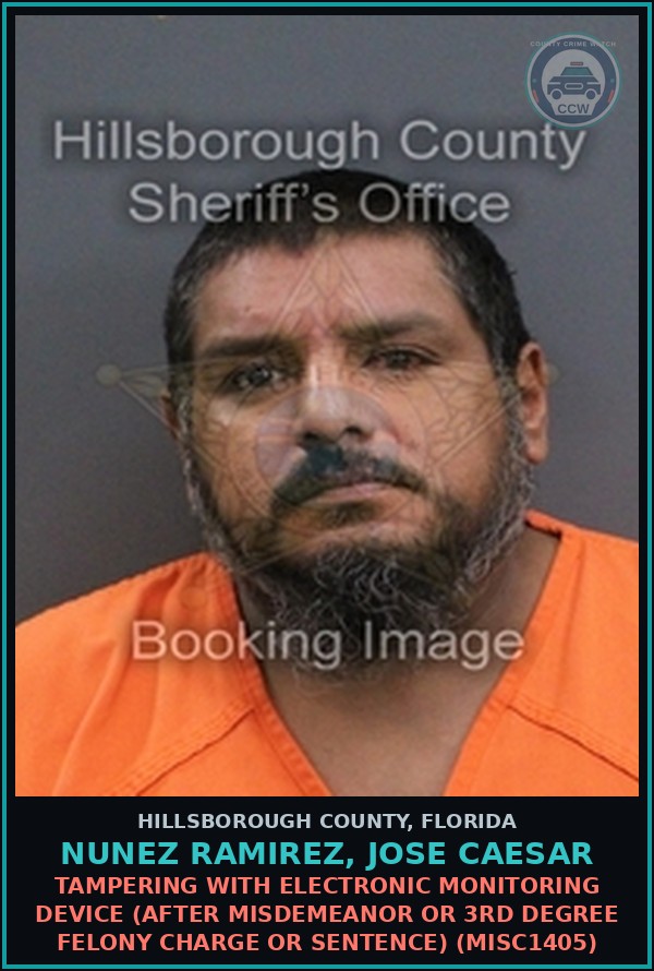 Booking mugshot of NUNEZ RAMIREZ, JOSE CAESAR in Hillsborough County