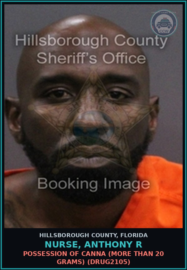 Booking mugshot of NURSE, ANTHONY R in Hillsborough County